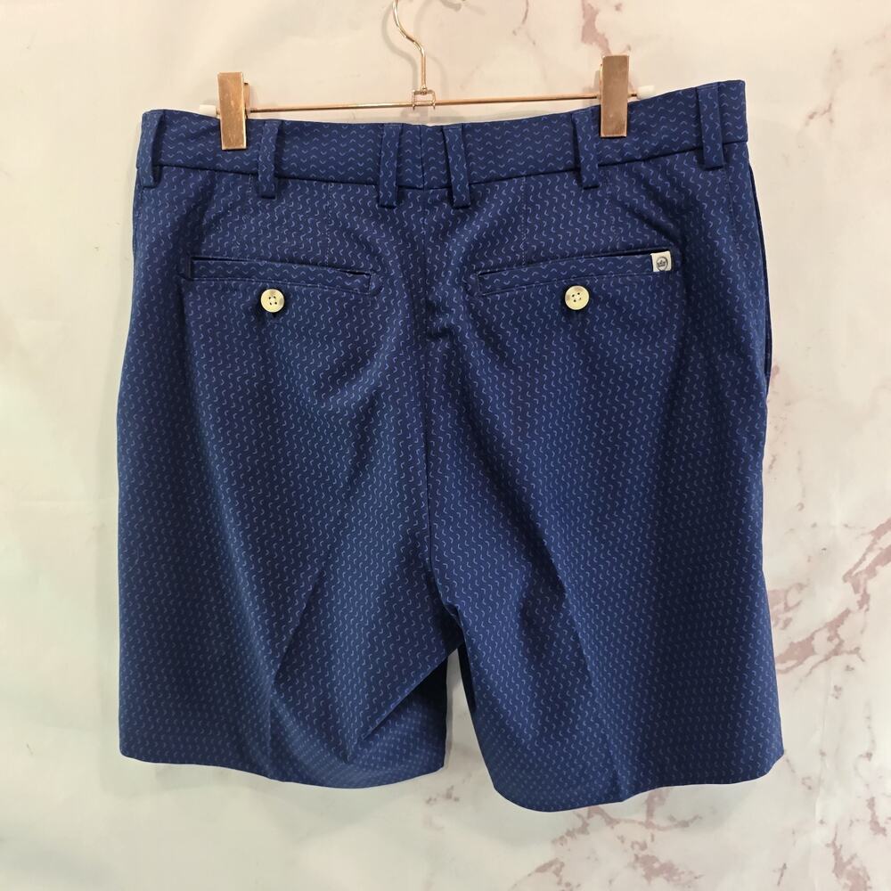 Peter Millar Shorts Mens 31 Blue Geometric Stretch Bermuda Golf 6.5 Inch Eb83